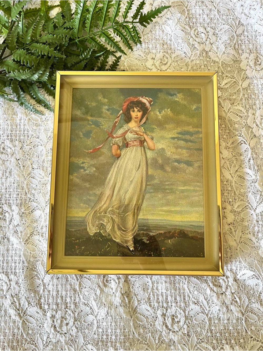 1970’s Brass Framed “Pinkie” Lithograph 8x10